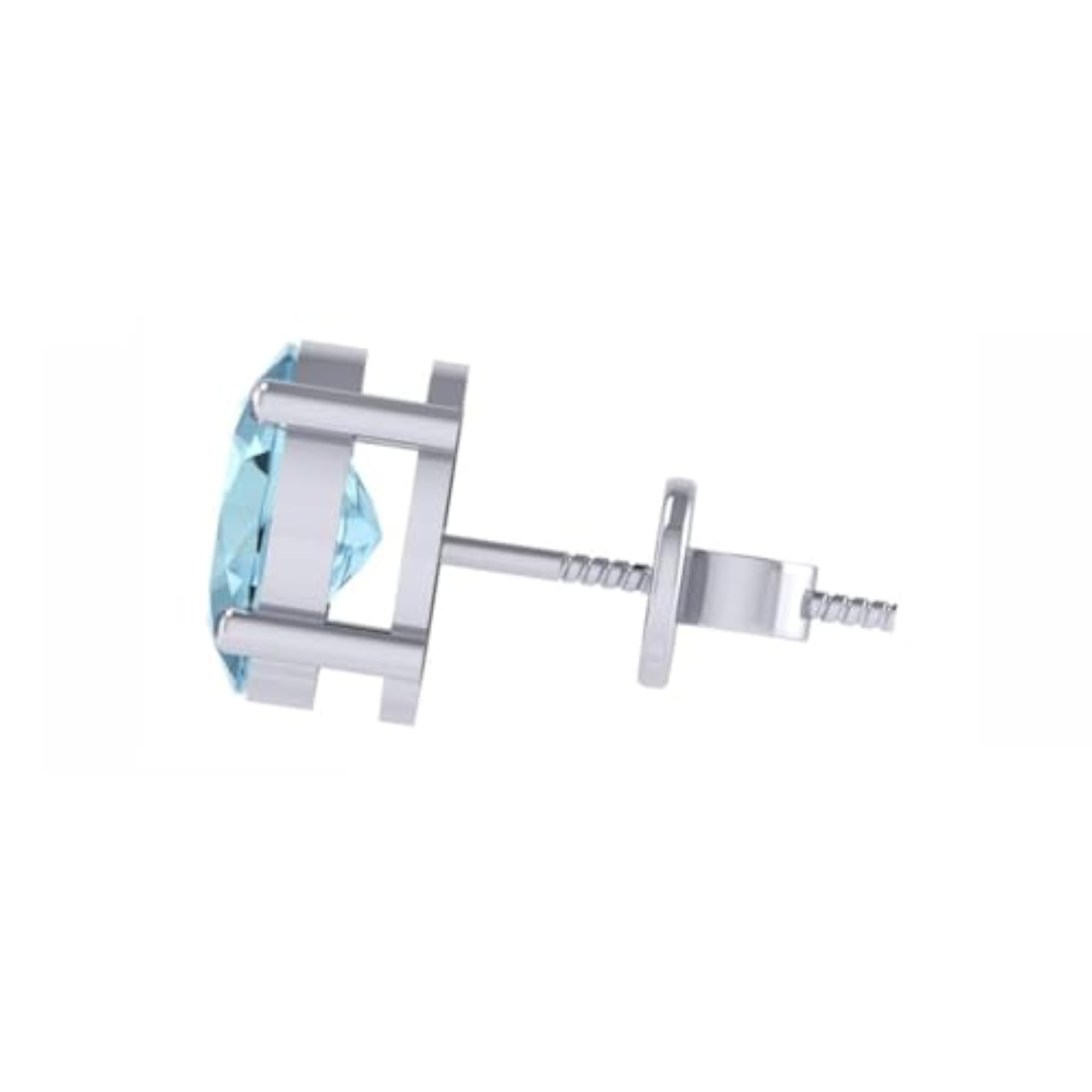 Men's 925 Sterling Silver Oval Shaped Gemstone Single Stud Earring